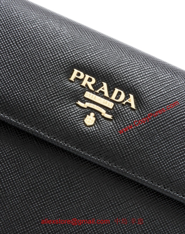 プラダ　2013年春夏新作SAFFIANO METALメタルロゴデザイン Wホック式 二つ折り長財布 1M1133 QWA F0002 